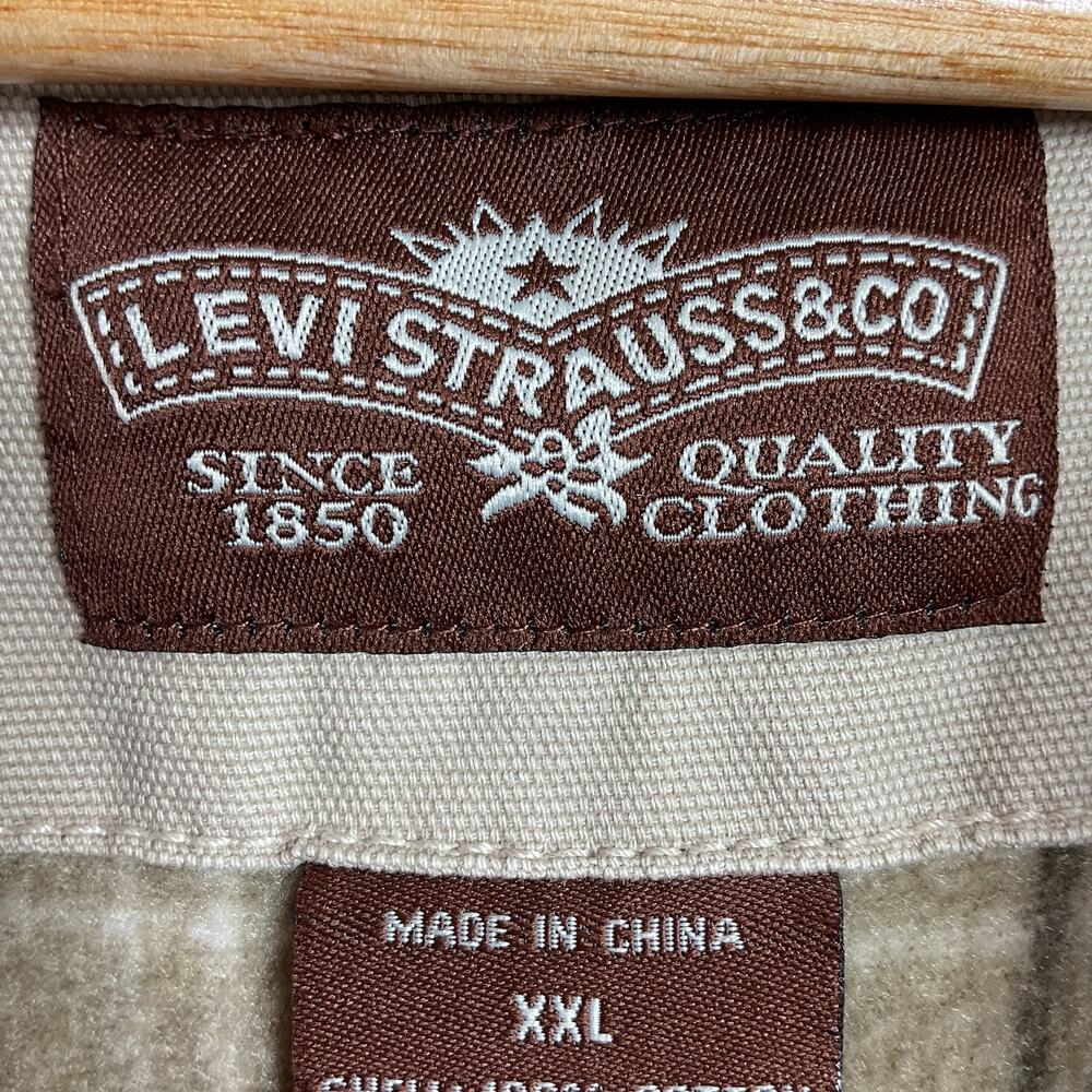 Levi Strauss Flannel Lined Long Sleeve Button up Beige Mens XXL - Picture 8 of 10